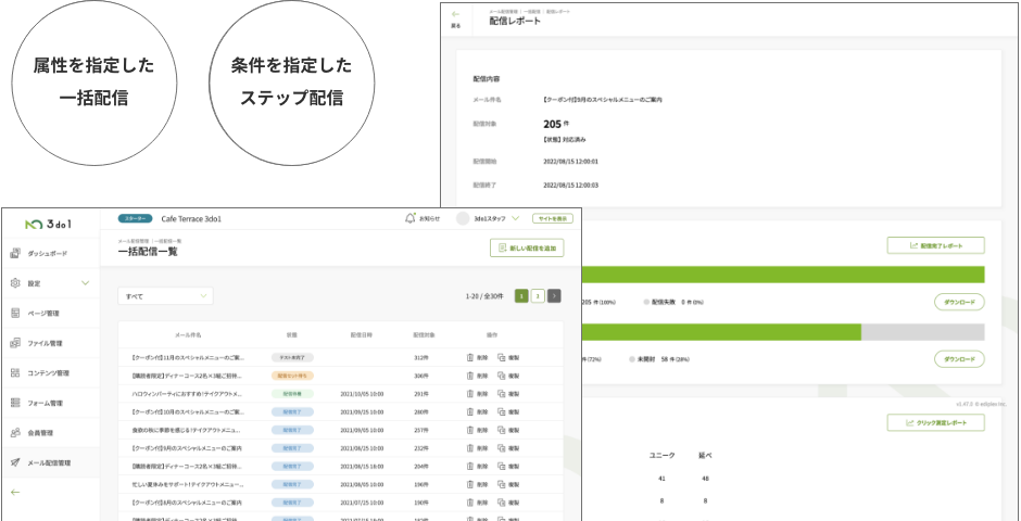 属性を指定した一括配信/条件を指定したステップ配信